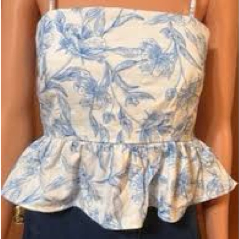 A New Day Blue Floral Peplum Blouse
